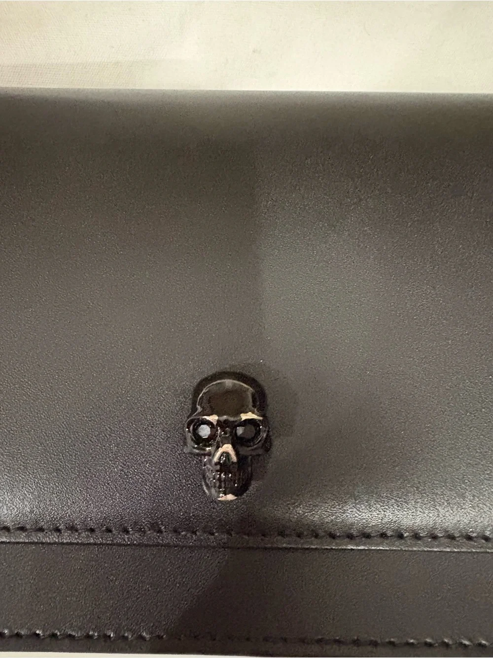 Alexander McQueen Black Leather Skull-Emblem Wallet